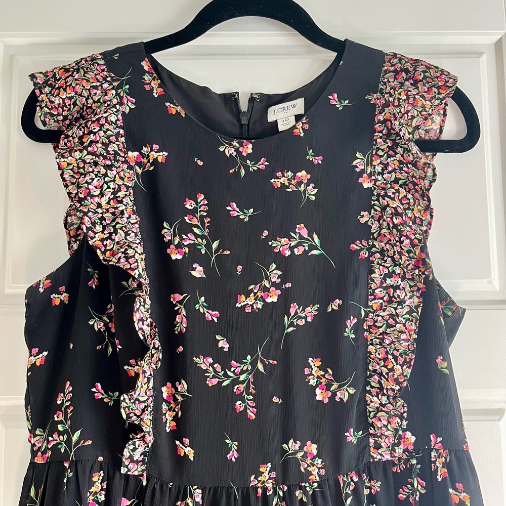 J. Crew Factory Blue Sleeveless Tiered Midi Dress - Picture 3 of 4